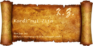 Korényi Zita névjegykártya